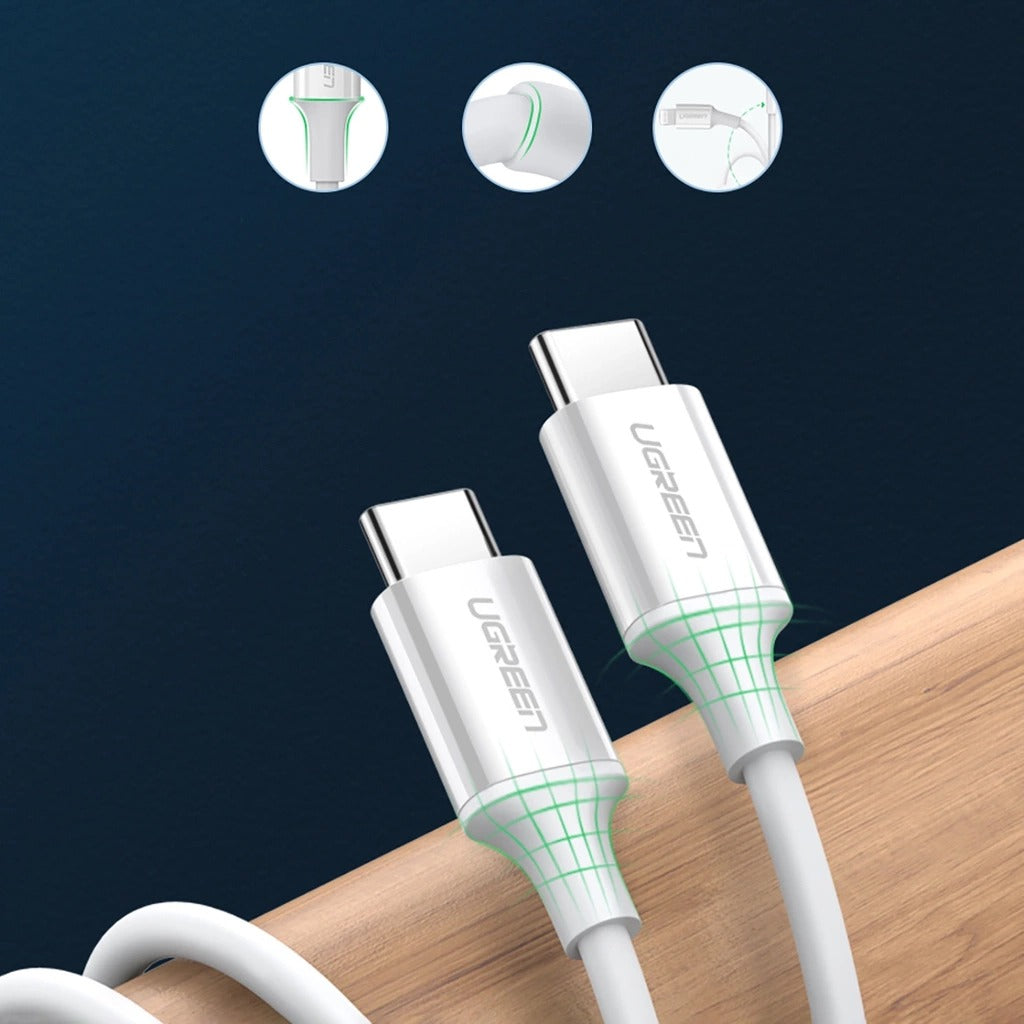 Ugreen USB-C 2.0 Male to USB-C 2.0 Male 3A Data Cable - 1.5m (White) (US264/60519)