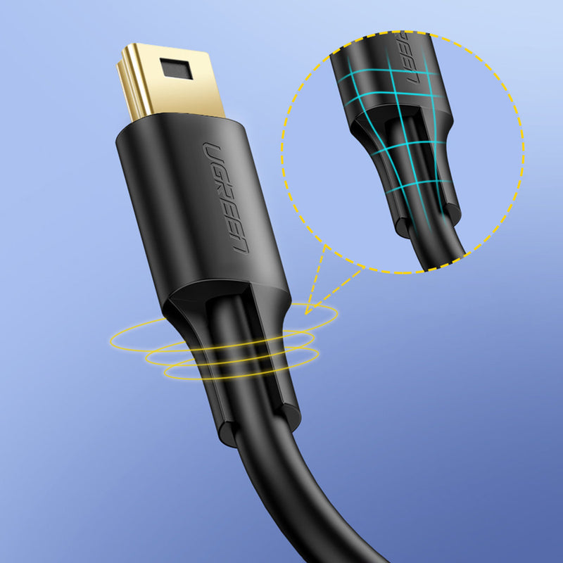 UGreen USB 2.0 A Male To Mini Usb 5 Pin Male Cable - 0.5m (Black) (US132/10354)