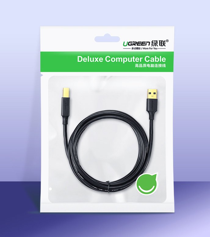 UGreen USB 2.0 AM To BM Print Cable 1.5m (Black) (US135/10350)