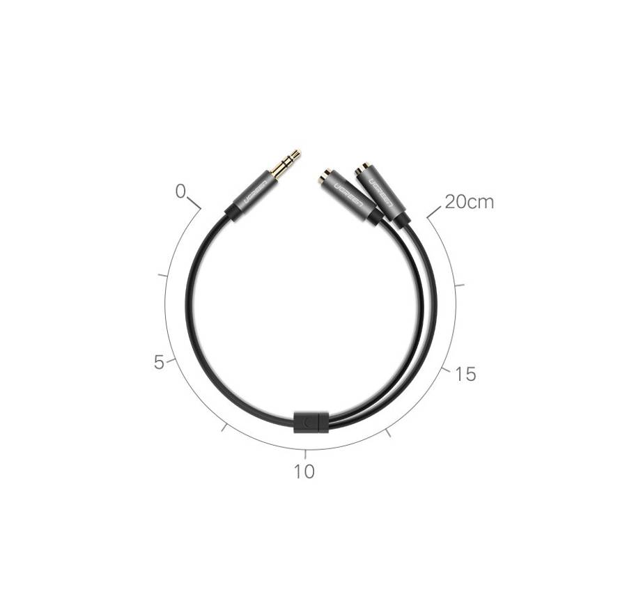 UGreen 3.5mm AUX Stereo Audio Splitter Cable With Braid 20cm (Black) (AV123/10532)