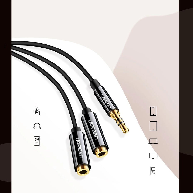 Ugreen 3.5mm Stereo Audio Splitter Cable - 20cm Black (AV134/20816)