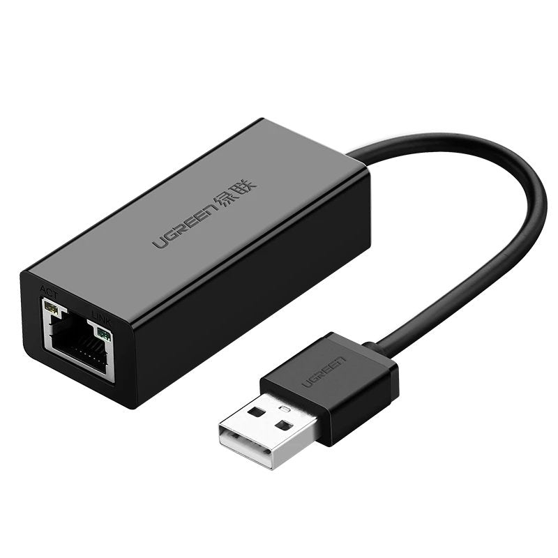 UGreen USB 2.0 A To 100MBPs Ethernet Adapter - 10cm (Black) (CR110/20254) | DataBlitz