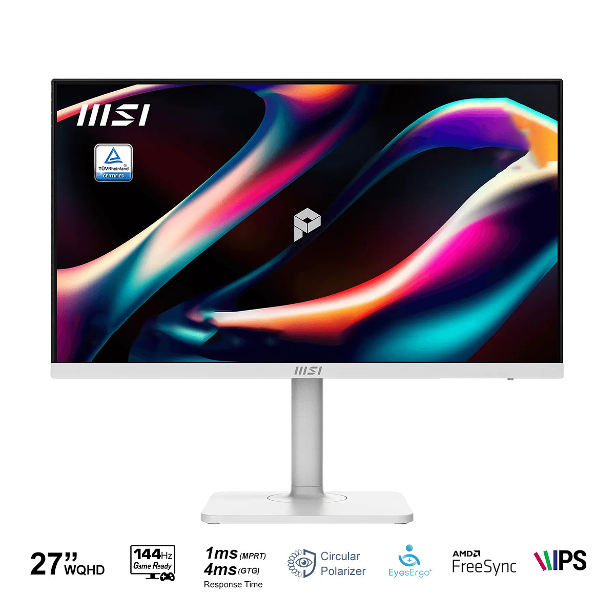 MSI Pro Max 271QPHW E14 27" WQHD (2560x1440) 144Hz 1ms MPRT/ 4ms GTG IPS Business Productivity Monitor with Tilt/ Height/ Swivel/ Pivot Adjustment (White)