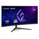 ViewSonic VX3418C-2K 34" UWQHD (3440x1440) 180Hz 1ms MPRT VA Curved Gaming Monitor with Tilt, Height & Swivel Adjustment