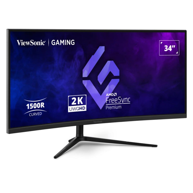 ViewSonic VX3418C-2K 34" UWQHD (3440x1440) 180Hz 1ms MPRT VA Curved Gaming Monitor with Tilt, Height & Swivel Adjustment