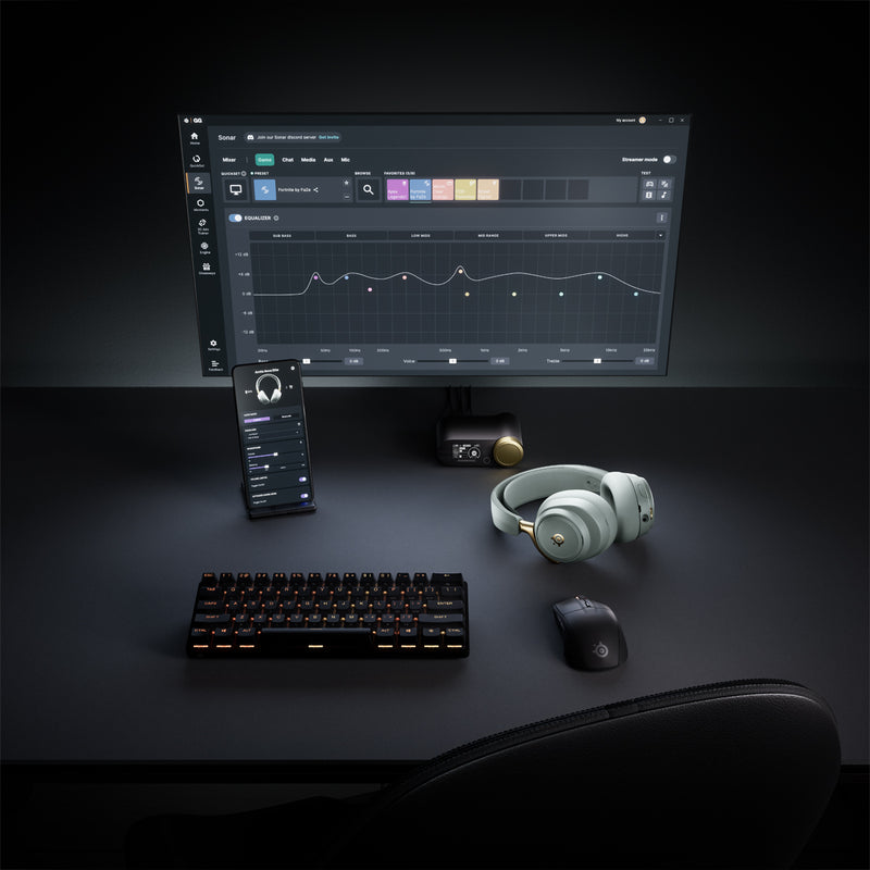 SteelSeries Arctis Nova Elite Hi-Res Wireless Gaming Headset for PC / Playstation / Nintendo Switch / Mobile / Xbox (Obsidian, Sage & Gold)