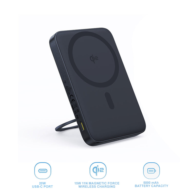 Baseus PicoGo Qi2 Magnetic Power Bank 5000mAh 20W with Rotatable Stand (Cosmic Black) (P10076802123-00)