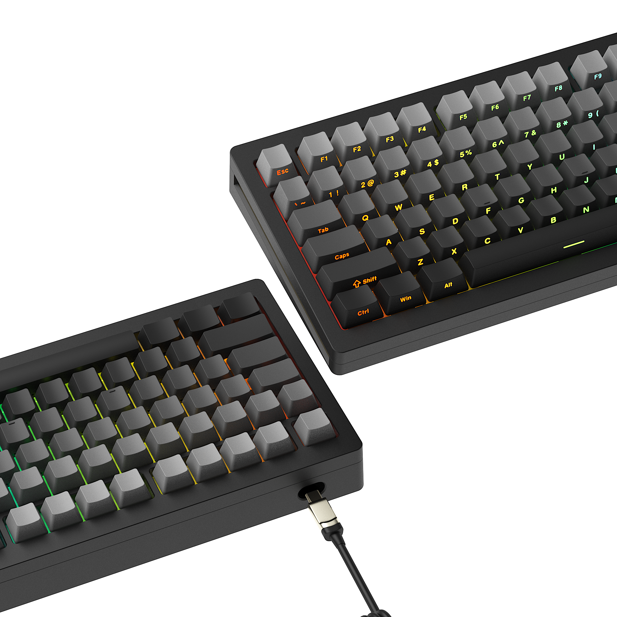 Monsgeek M1W Multi-Mode RGB Hot-Swappable Mechanical Keyboard Black (Akko v3 Piano Pro)