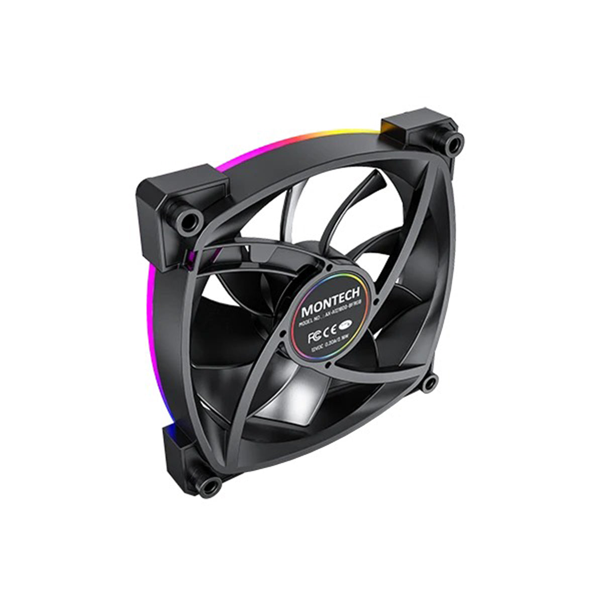 Montech AX120 PWM 120mm ARGB Reverse Single Fan Kit (Black, White)