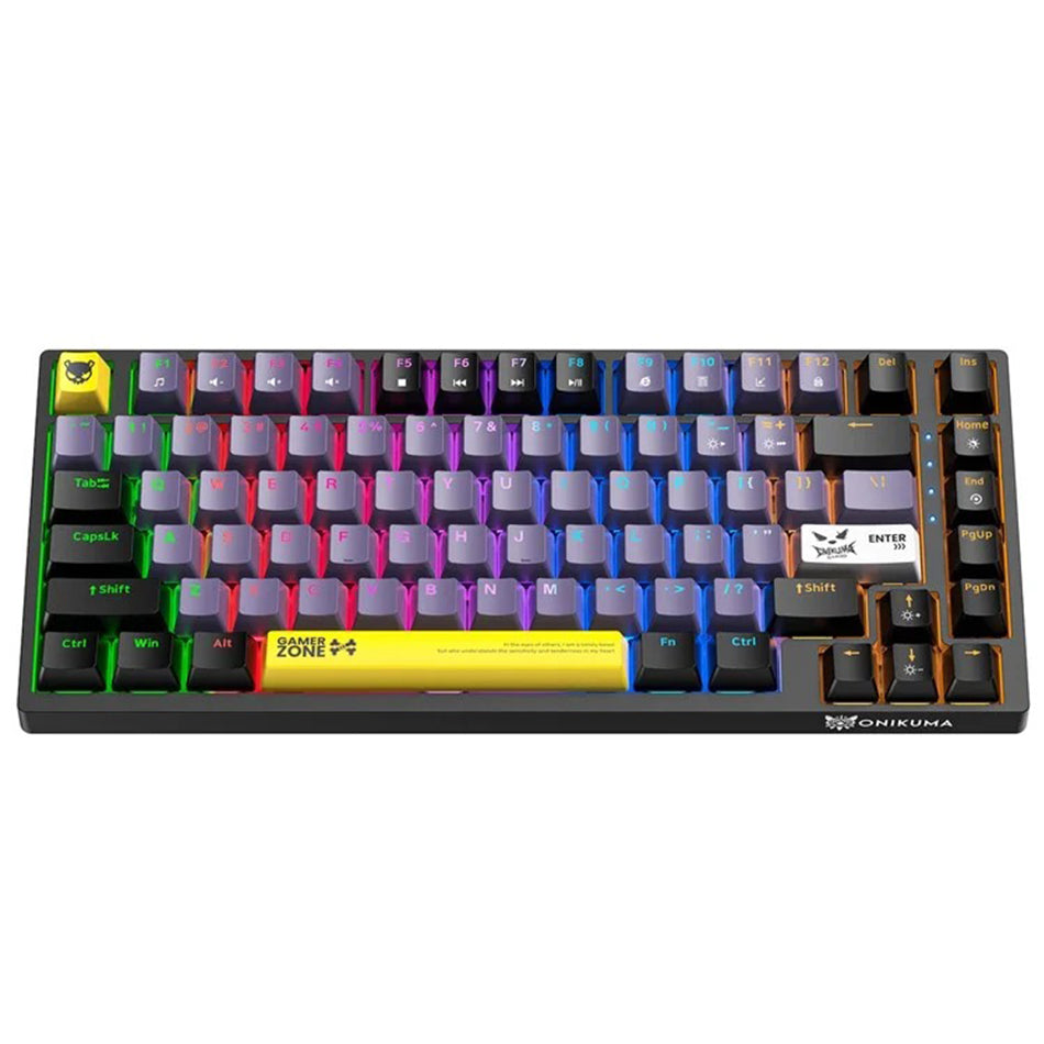 Onikuma G58 82-Key RGB Wired Hot-Swappable Mechanical Keyboard (Black, White) (Tea Axis Switch)