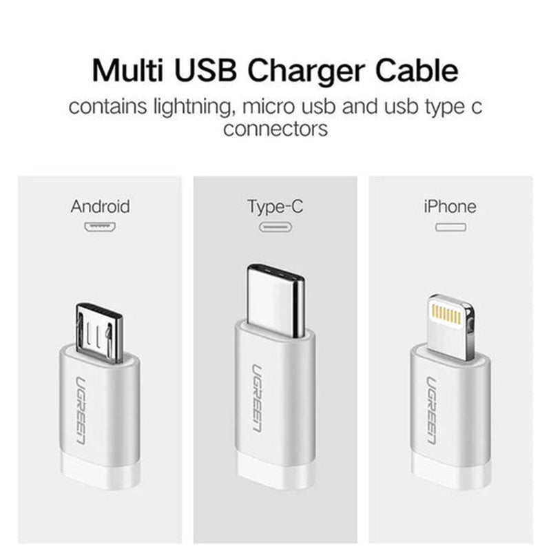 UGreen 3-IN-1 USB 2.0 A Universal Cable - 1.5M (Silver) (CD221/50203)