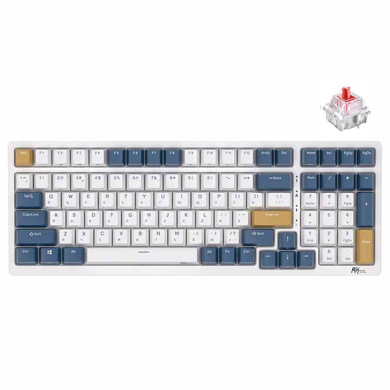 Royal Kludge RK98 Tri-Mode RGB 100 Keys Hot Swappable Mechanical Keyboard Klein Blue
