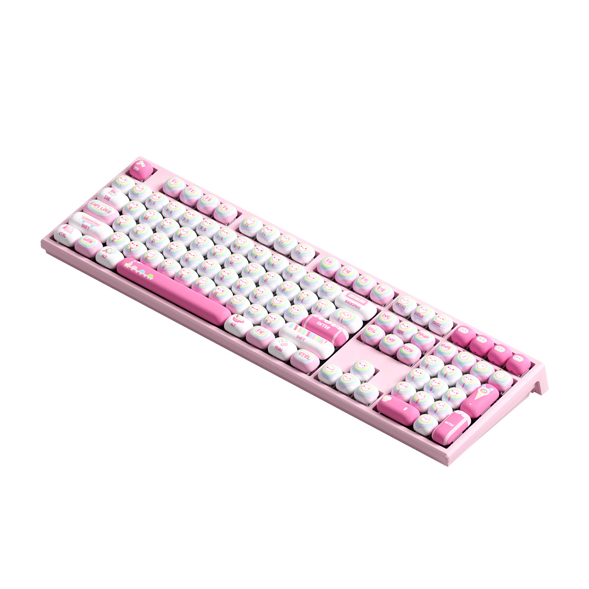 Akko x MonsGeek MG108B Rainbow Marshmallows Multi-Mode RGB Hot-Swappable Mechanical Keyboard (Akko V3 Piano Pro Switch)