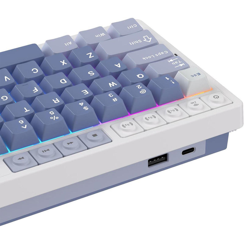 Royal Kludge RK M65 Tri-Mode RGB 66 Keys Hot-Swappable Mechanical Keyboard Ocean Blue