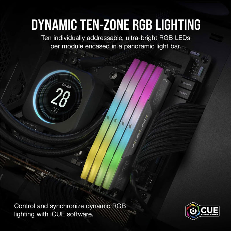 Corsair Vengeance RGB 32GB (2X16GB) DDR5 DRAM 5200MHZ CL40 AMD Expo & Intel XMP Memory Kit (CMH32GX5M2B5200Z40K)