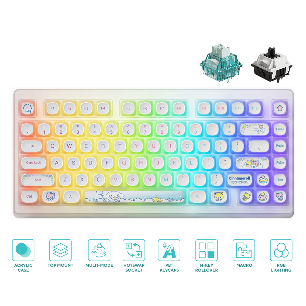 Akko Cinnamoroll ACR TOP 75B Acrylic Case Multi-Mode RGB Hot-Swappable Mechanical Keyboard 