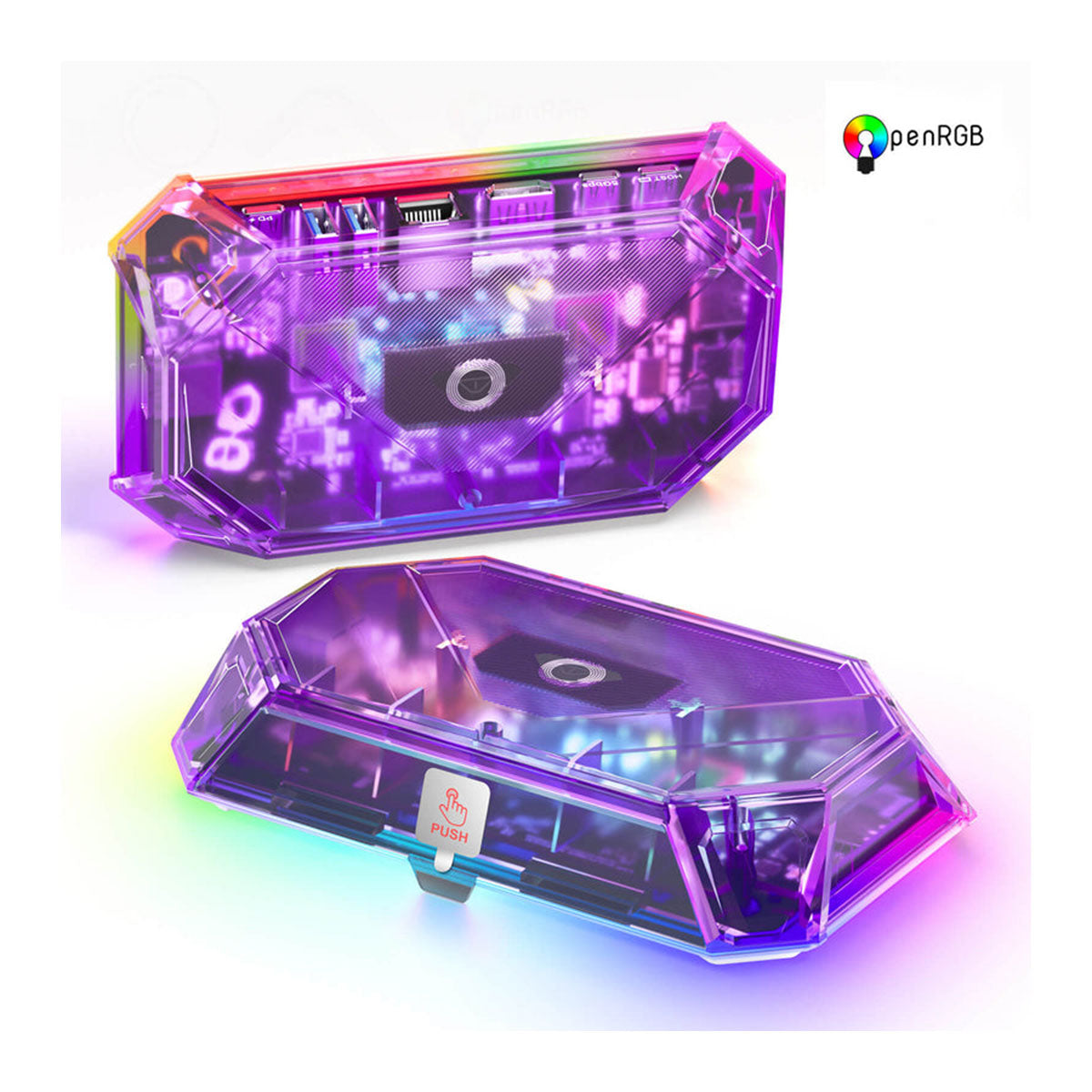 JSAUX 8-Port RGB Docking Station Pro for Steam Deck/ Steam Deck OLED/ ROG Ally/ ROG Ally X/ Legion Go/ MSI Claw (Clear Purple) (HB0801S)