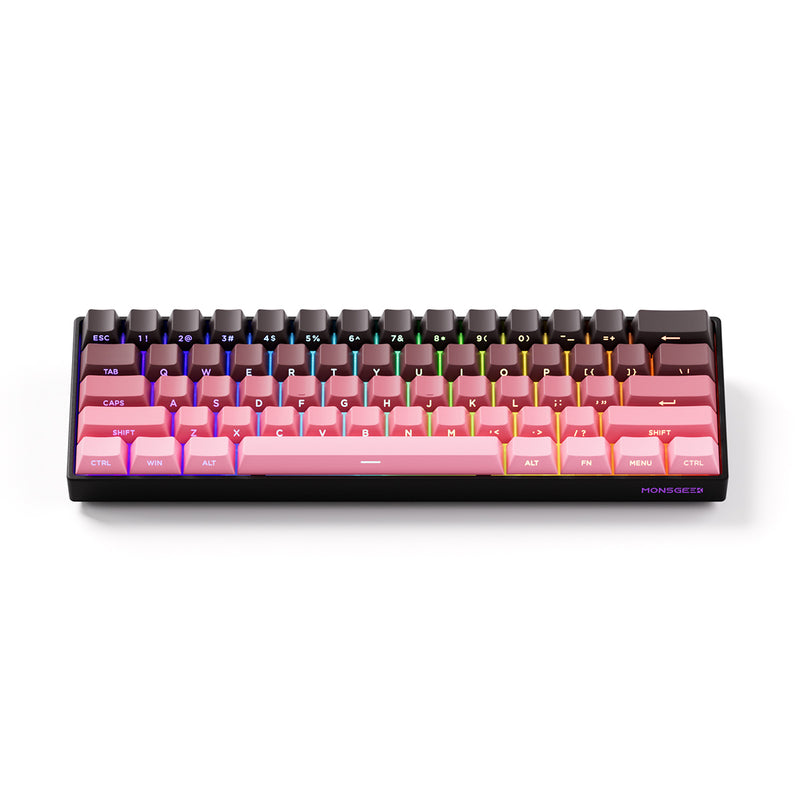 MonsGeek FUN60 Pro SP Shine-Through Black & Pink Gradient Multi-Mode RGB Mechanical Keyboard