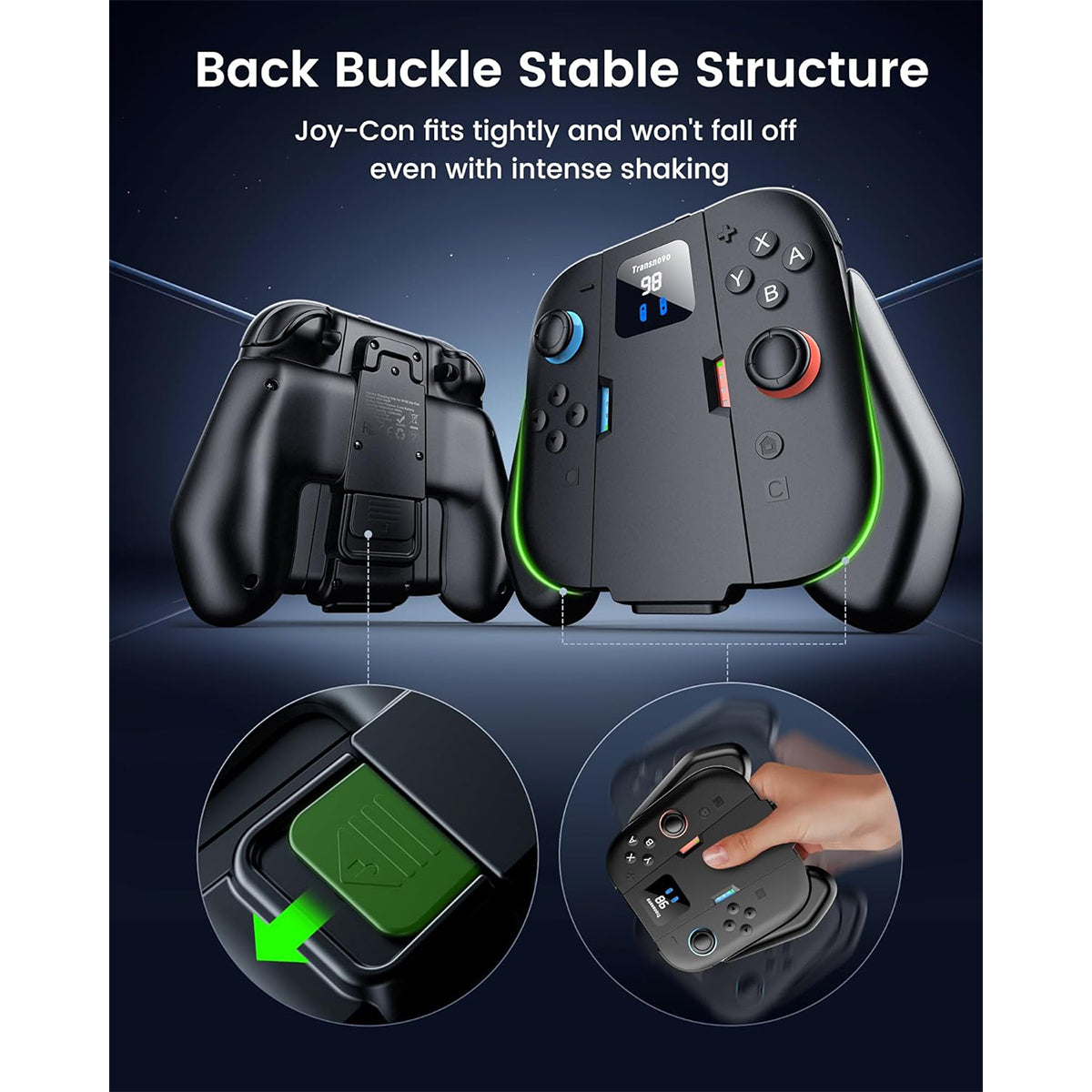 Transnovo 1400mAh Charging Grip for Nintendo Switch 2 (Black) (NS2-CG08)
