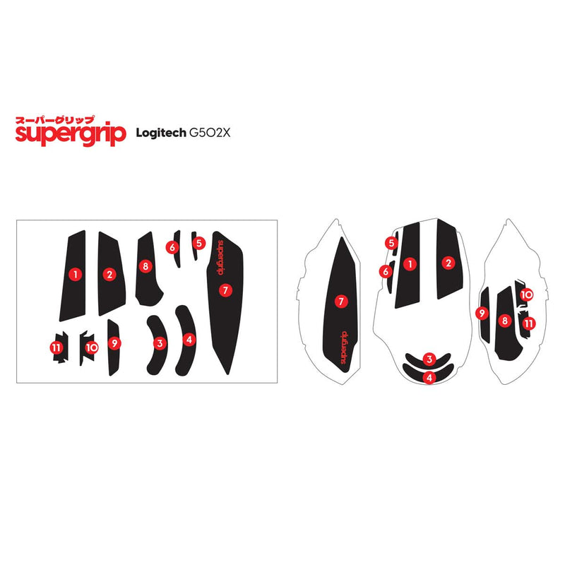 Pulsar Supergrip Mouse Grip Tape Pre-Cut For Logitech G502X (SGL5X)