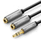 UGreen 3.5mm AUX Stereo Audio Splitter Cable With Braid 20cm (Black) (AV123/10532)