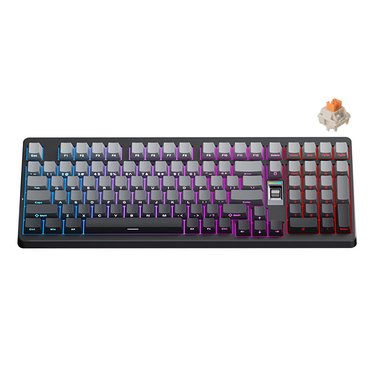MCHOSE G98 V2 RGB Tri-Mode Hot-Swappable Mechanical Keyboard (Black) (Flame Orange Switch)