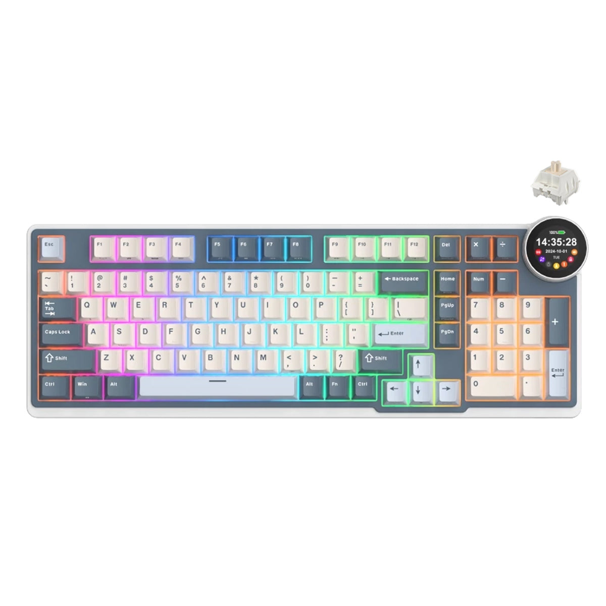 Royal Kludge RK-N99 Tri-Mode RGB 98 Keys Hot Swappable Mechanical Keyboard Moon
