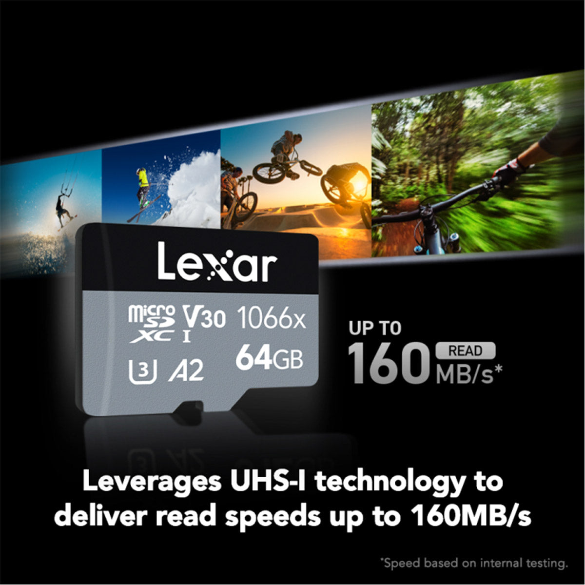 Lexar Professional 1066x 64GB microSDXC UHS-I 10 U3 V30 A2 160MB/s Read Memory Card SILVER Series (LMS1066064G-BNANG)