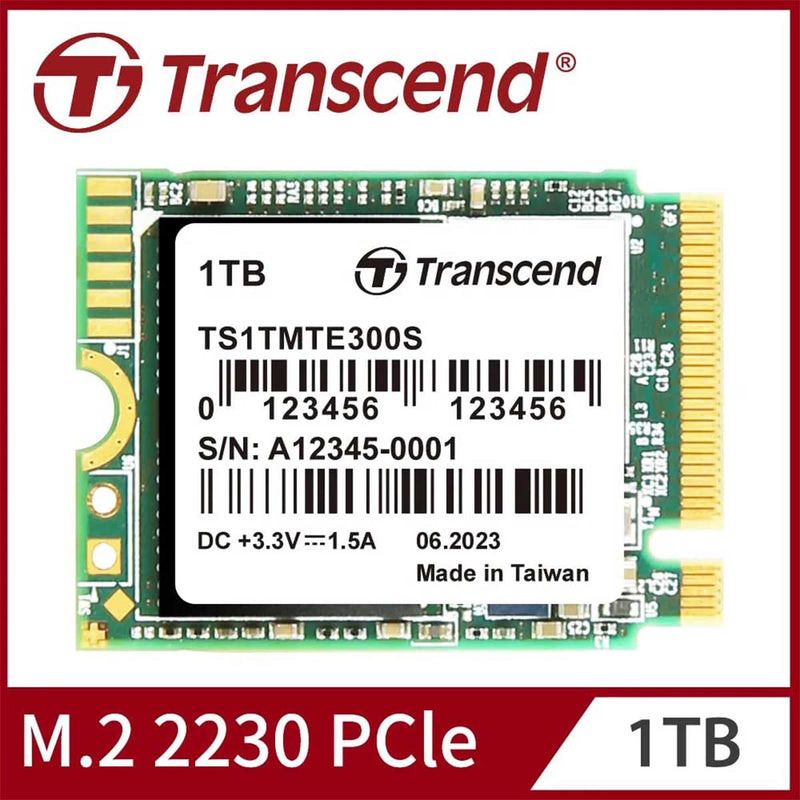 Transcend 1Tb M.2 2230 PCIE Gen 3 X4 3D NAND NVME SSD (TS1TMTE300S)