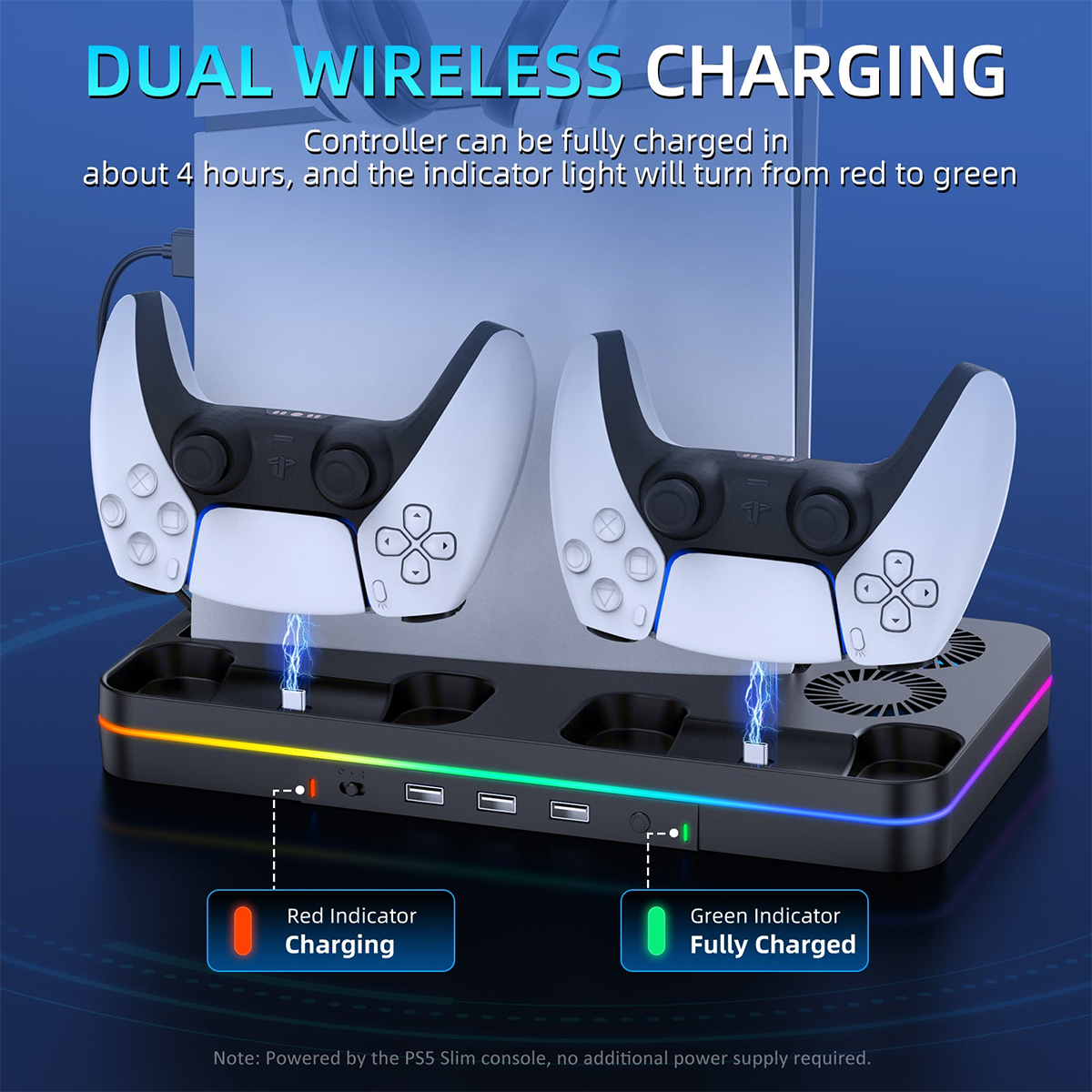 IINE Multi-Functional Cooling Charging Station For PS5 Slim (L939)