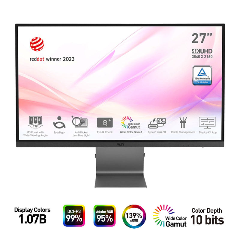 MSI Modern MD271UL 27" 4K UHD (3840x2160) 60Hz 4ms GTG IPS Business Productivity Monitor (Iron Grey)