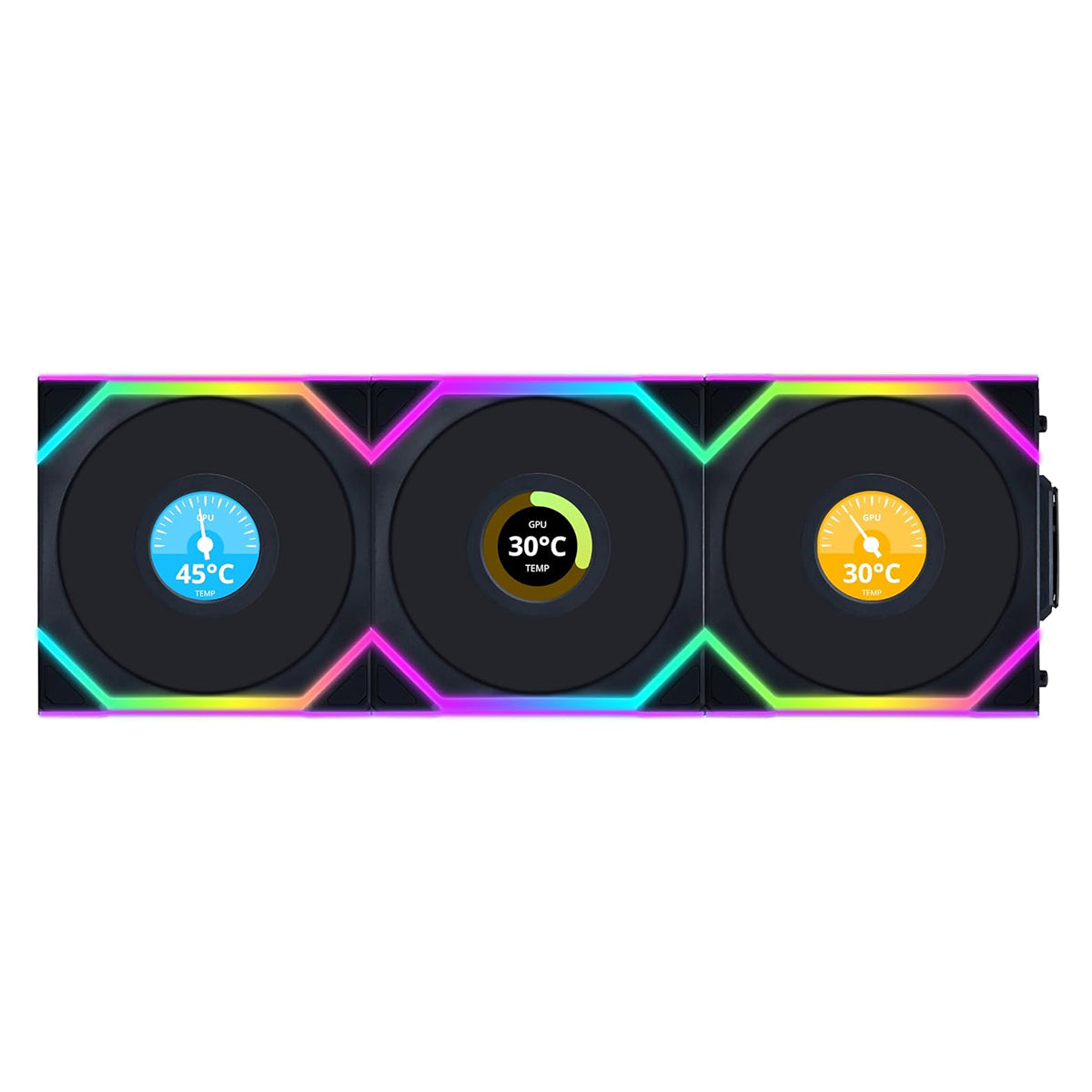 Lian Li Uni Fan SL Wireless LCD 120 ARGB Reverse Blade with L-Wireless Controller - Triple Pack (Black, White)