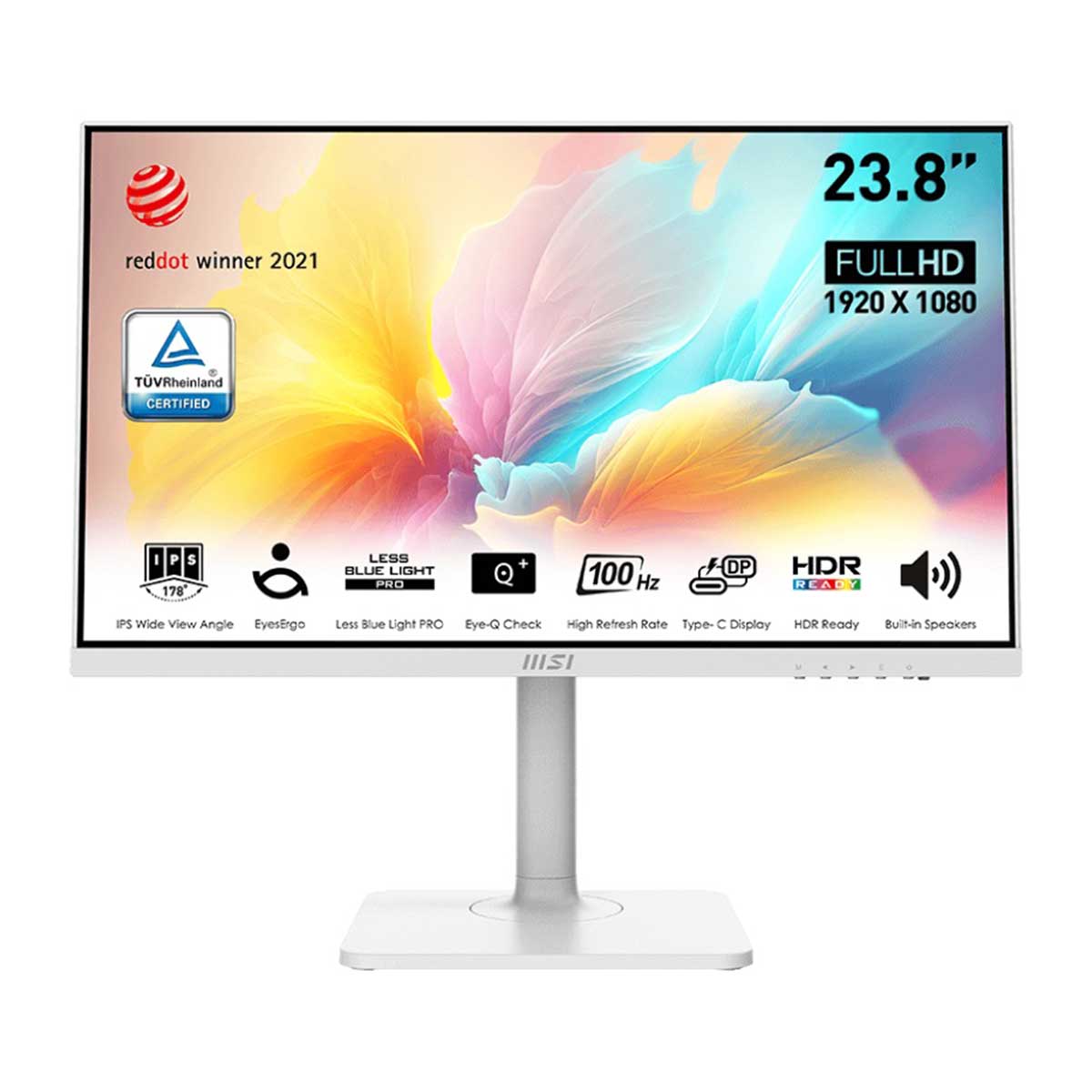 MSI Modern MD2412PW 23.8" FHD IPS 100HZ 1MS MPRT 4MS GTG Business Productivity Monitor (White)
