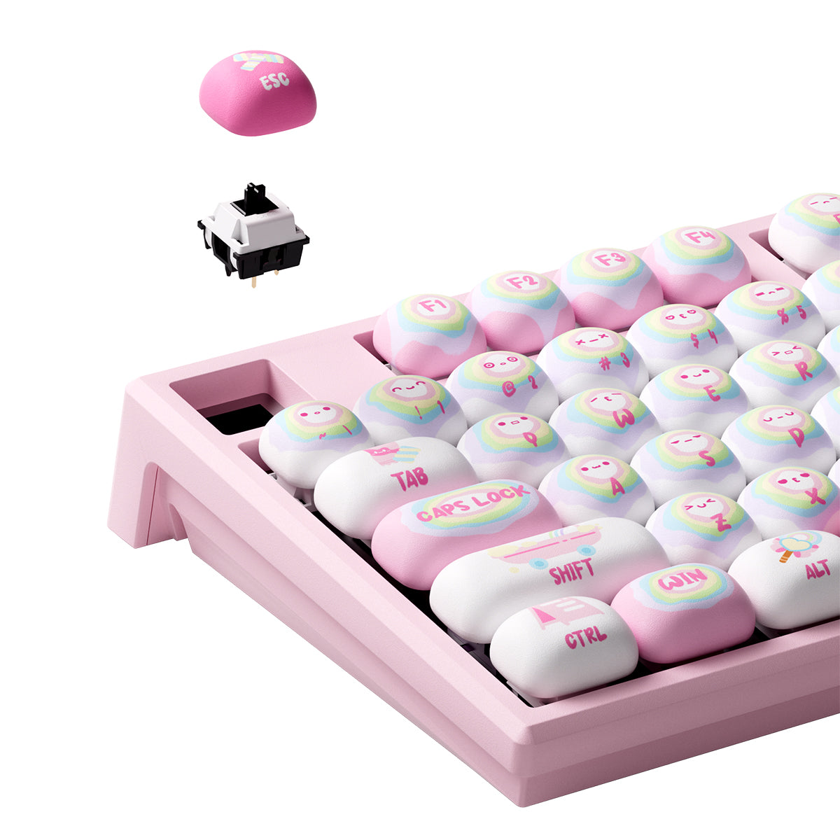 Akko x MonsGeek MG108B Rainbow Marshmallows Multi-Mode RGB Hot-Swappable Mechanical Keyboard (Akko V3 Piano Pro Switch)