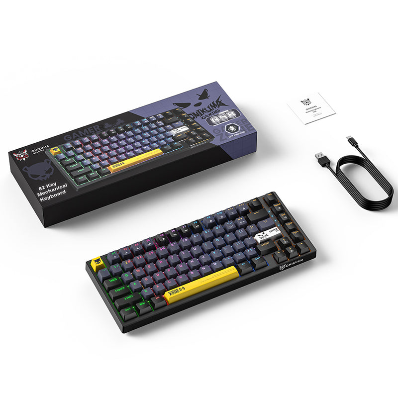 Onikuma G58 82-Key RGB Wired Hot-Swappable Mechanical Keyboard (Black, White) (Tea Axis Switch)