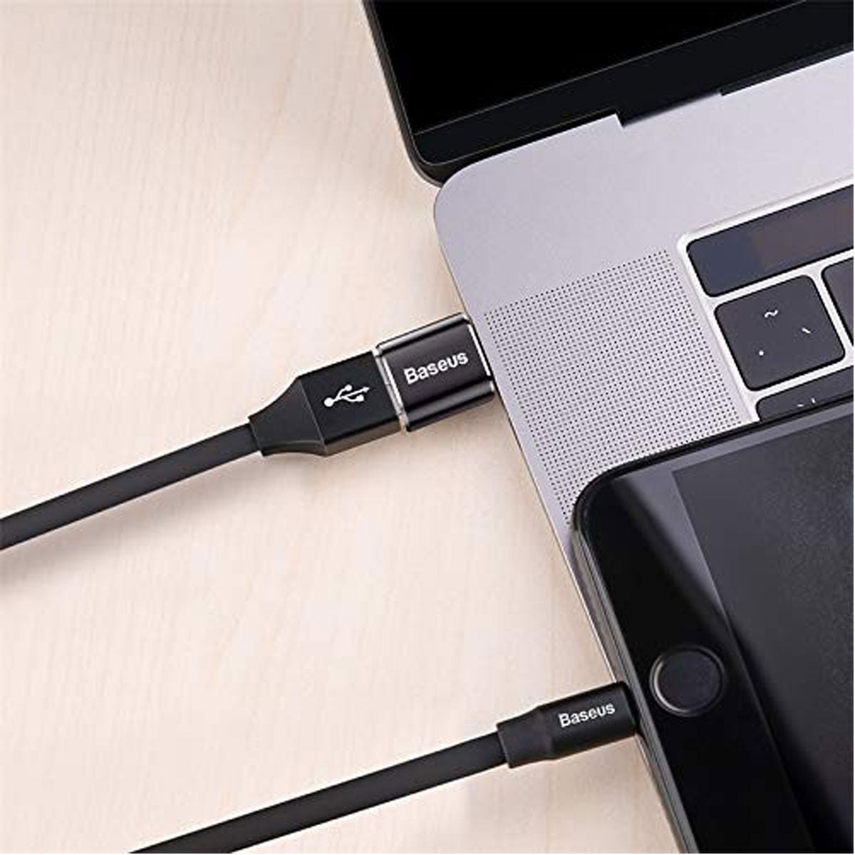 Baseus Mini USB Female to Type-C Male Adapter Converter (Black) (CATOTG-01)