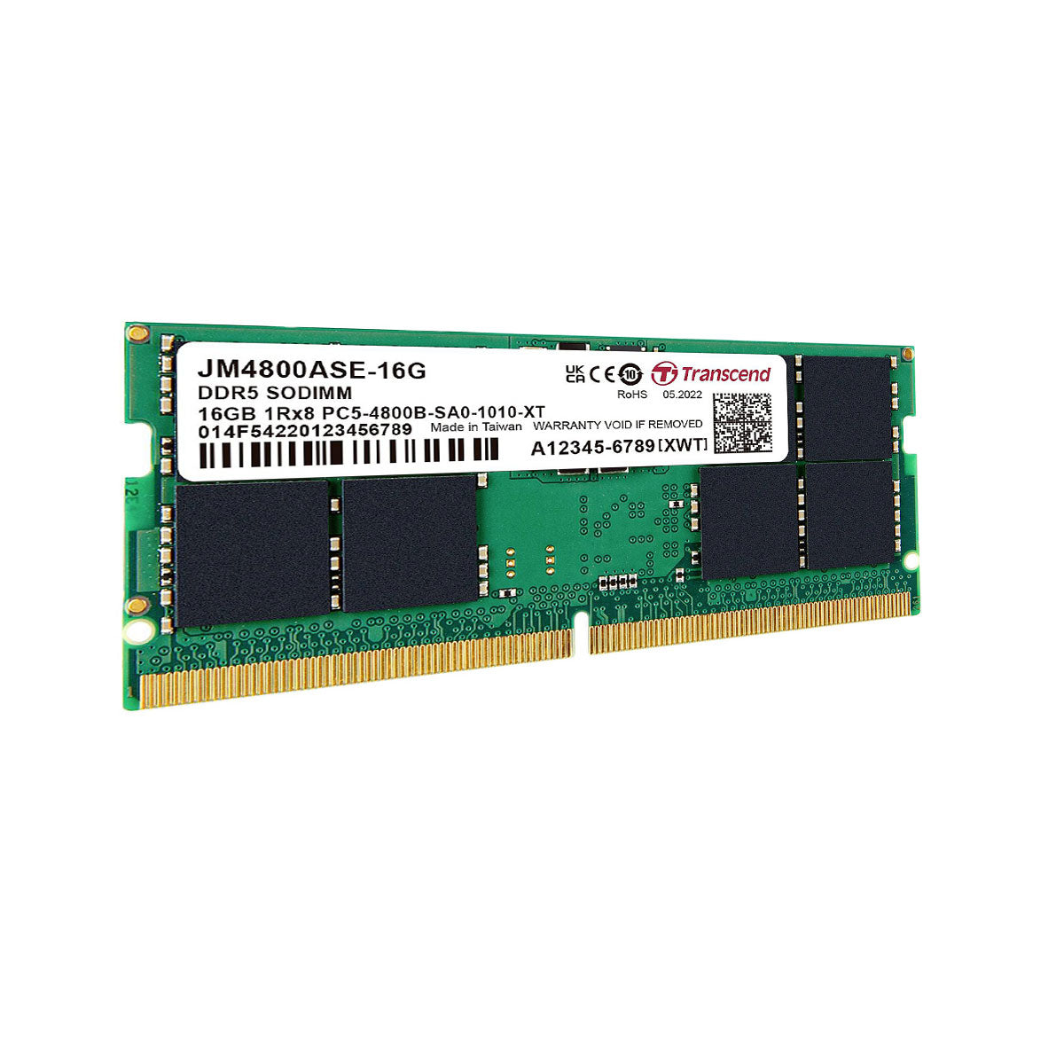 Transcend Jetram 16GB DDR5 4800MHZ CL40 SODIMM (JM4800ASE-16G)