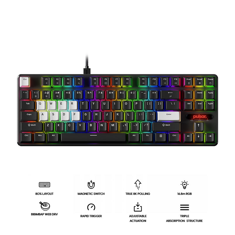 Pulsar PCMK 2 HE TKL ANSI Hall Effect Magnetic Gaming Keyboard (Black) (PCMK2HE801B)