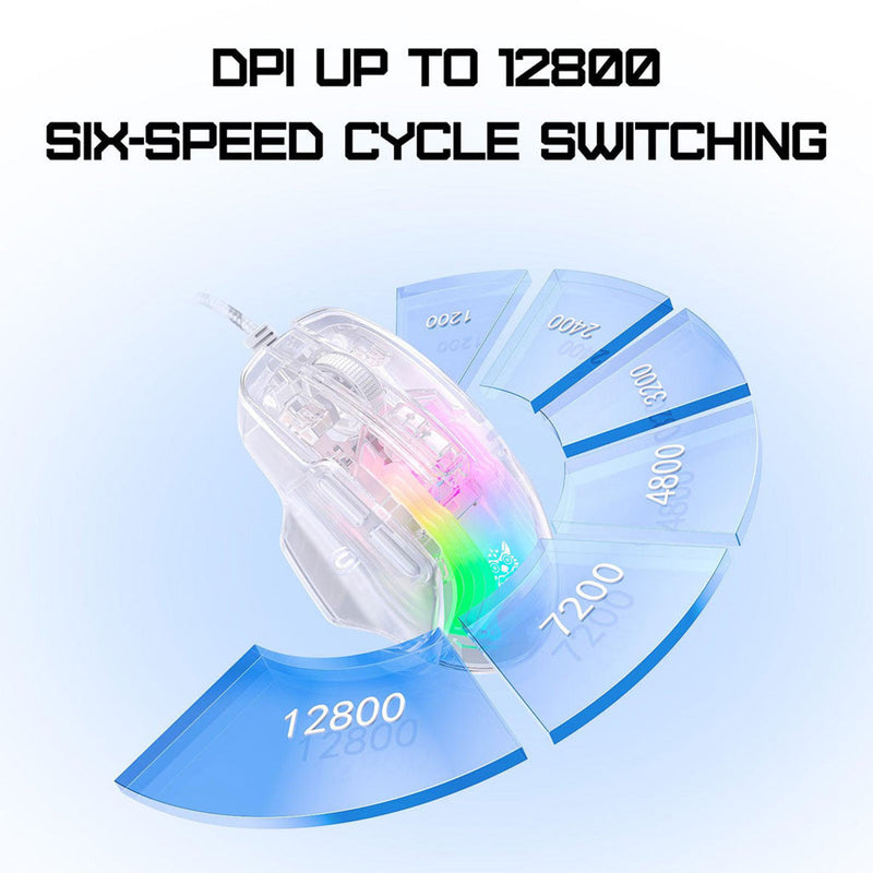 Onikuma CW923 RGB Wired eSports Gaming Mouse (Transparent)