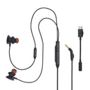 JBL Quantum 50C In-Ear Gaming Headset with USB-C Adapter (Black, White)