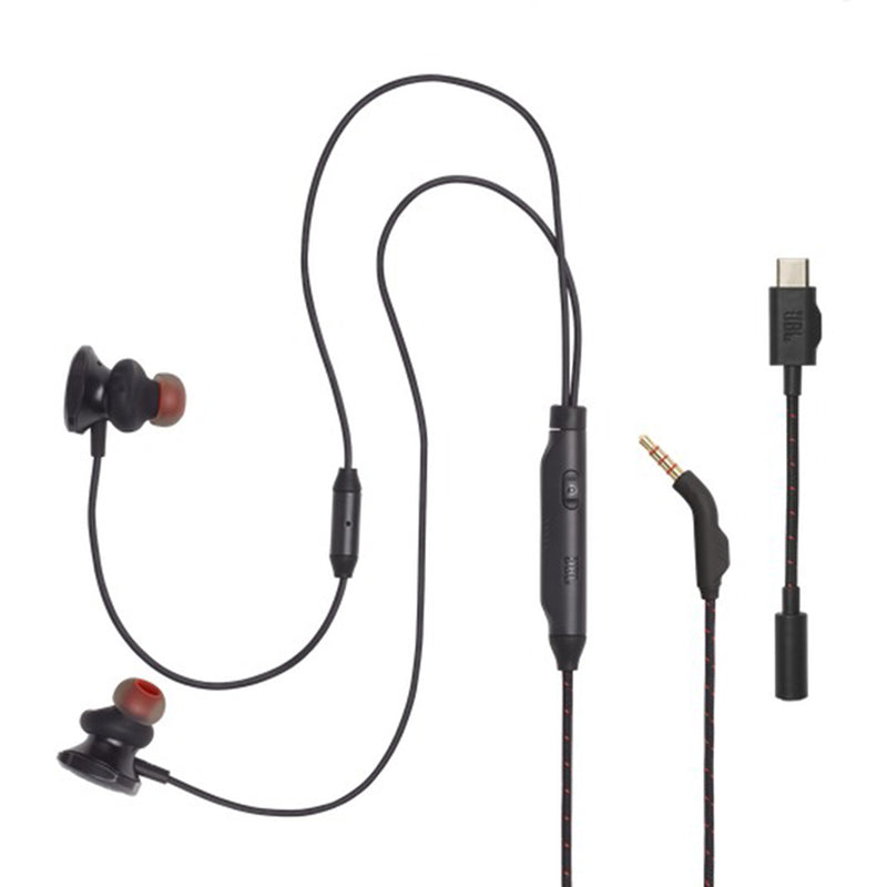 JBL Quantum 50C In-Ear Gaming Headset with USB-C Adapter (Black, White)