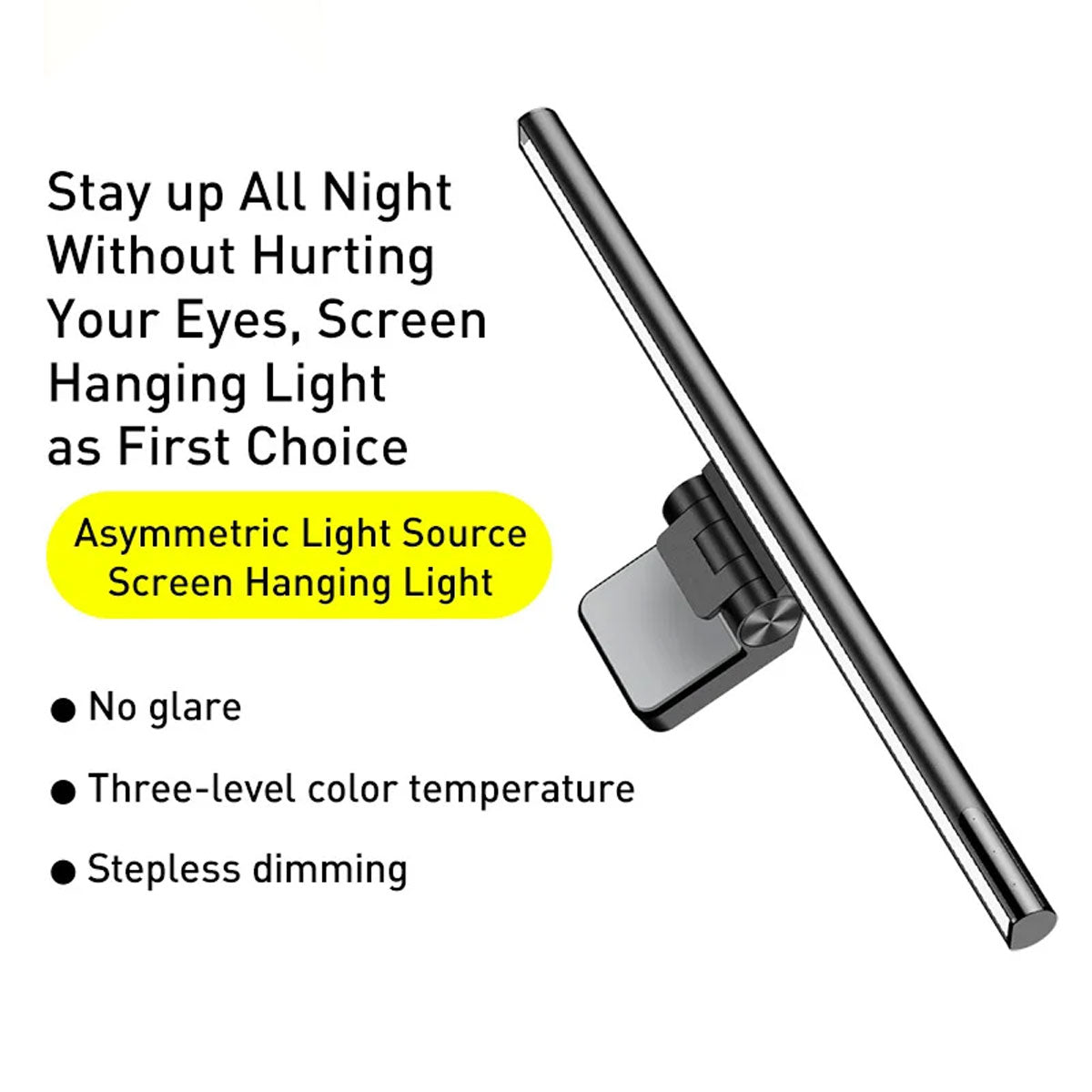Baseus i-wok Series USB Asymmetric Light Source Screen Hanging Light Youth (Black) (DGIWK-B01)