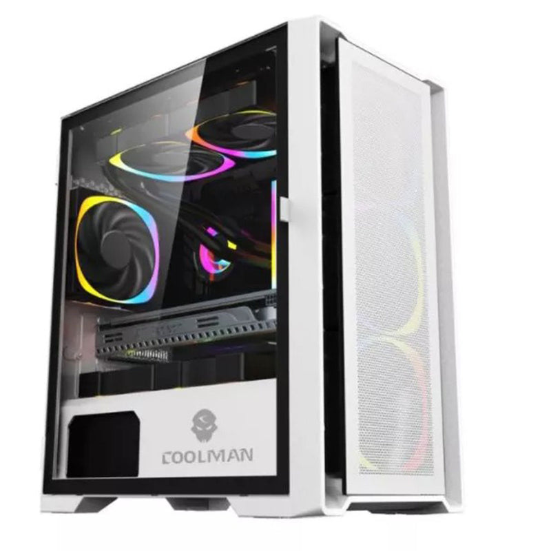 Coolman Ruby Gaming Case With 3X120MM RGB Fans (White)