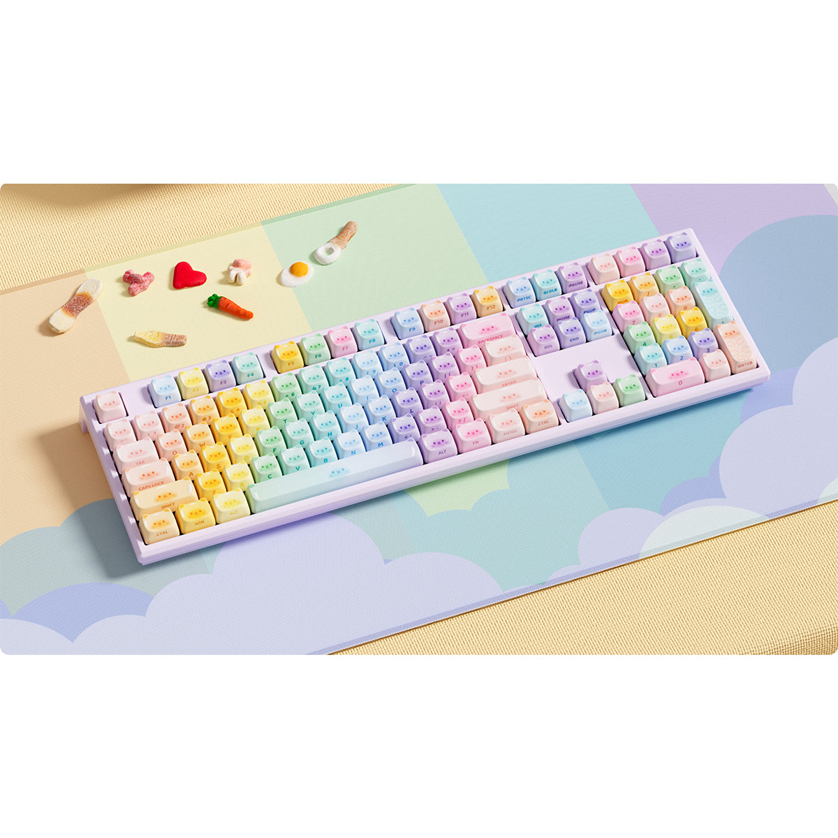 Akko x MonsGeek MG108B Colorful Cats Multi-Mode RGB Hot-Swappable Mechanical Keyboard (Akko V3 Piano Pro Switch)