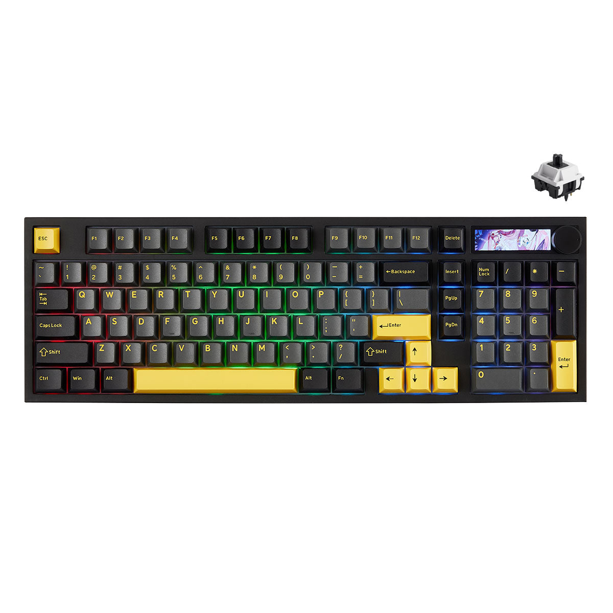 Akko 5098 V5 Black & Gold Multi-Mode RGB Hot-Swappable Mechanical Keyboard with 1.47" LCD Screen