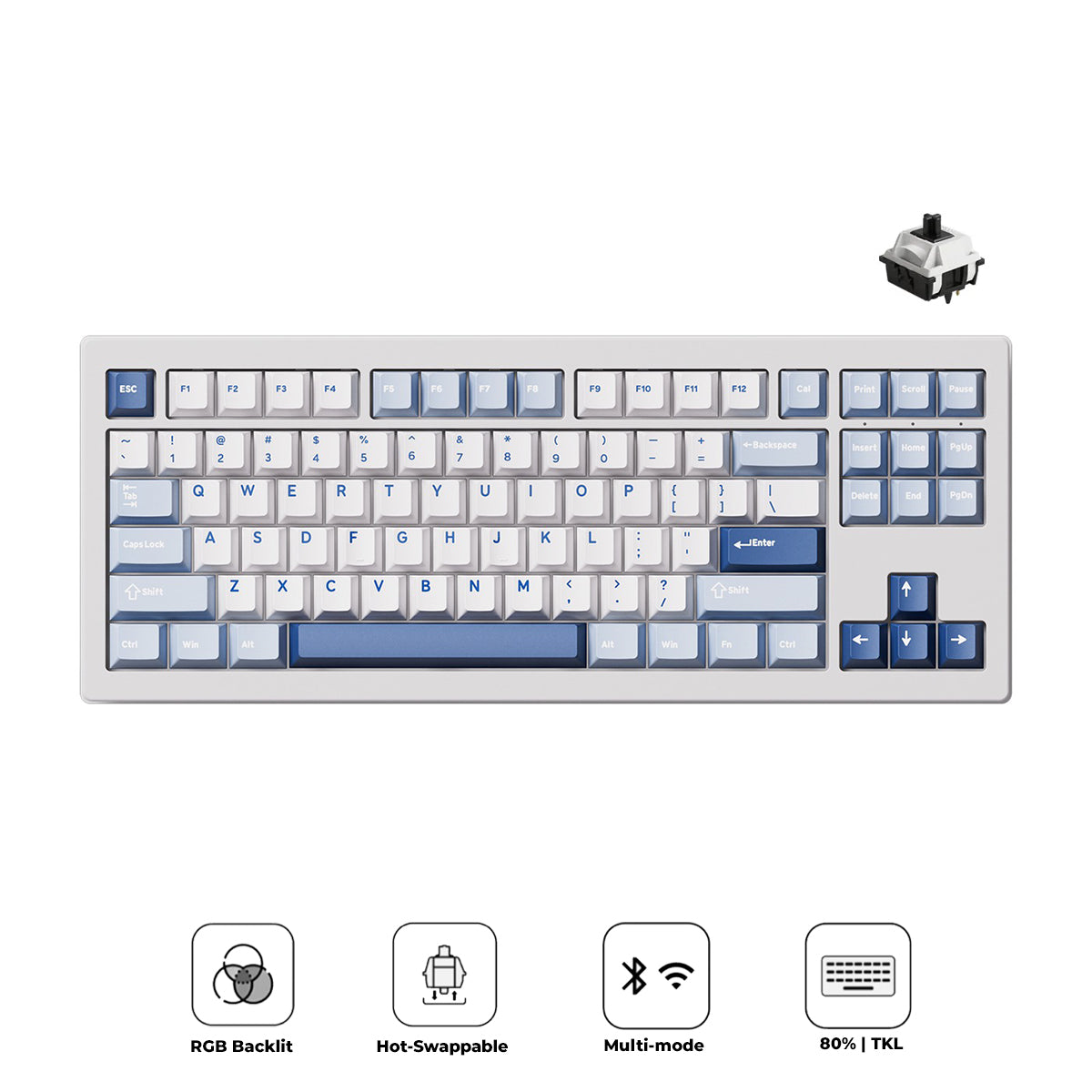 Akko 5087 V3 Glacier Multi-Mode RGB Hot-Swappable Mechanical Keyboard (Akko V3 Piano Pro Switch)