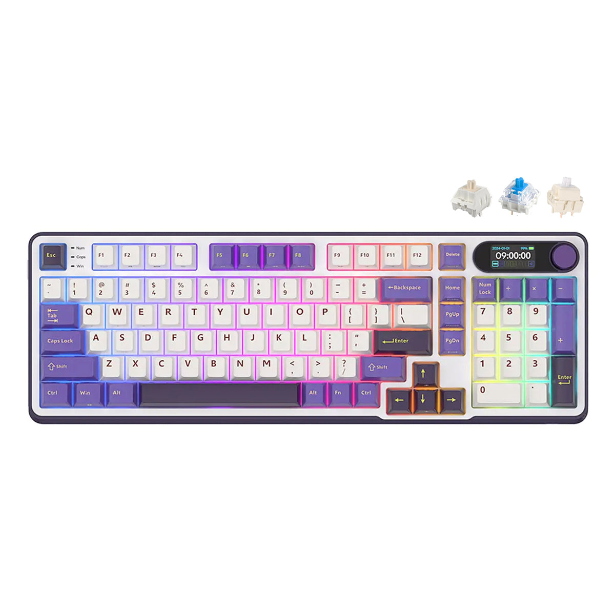 Royal Kludge RK-S98 Tri-Mode RGB 98 Keys Hot Swappable Mechanical Keyboard Blackberry Mousse
