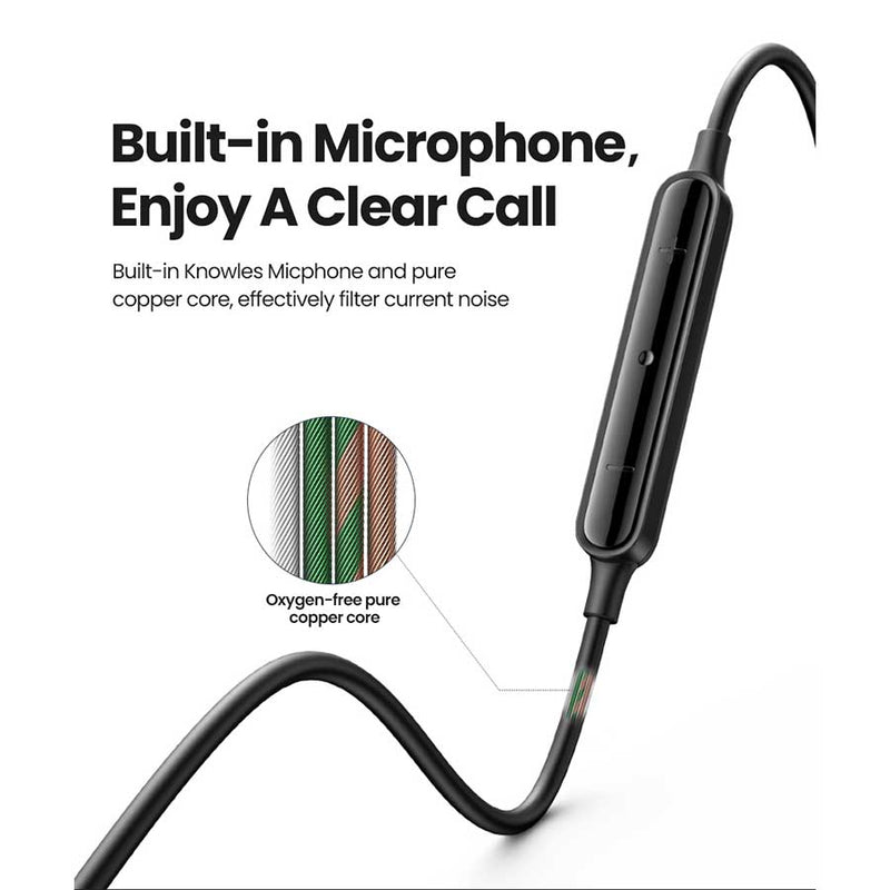 UGreen In-Ear Earphones With 3.5mm Plug (Black) (EP103/30637)