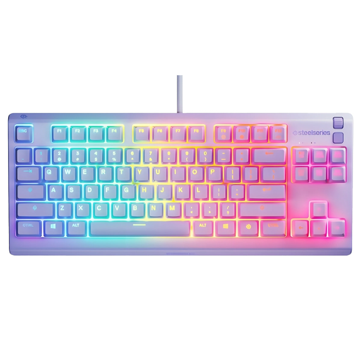 SteelSeries Apex 3 TKL RGB Water & Dust Resistant Whisper Quiet Switches Gaming Keyboard (Lavender)