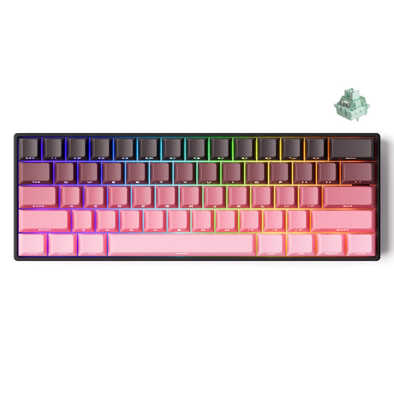 MonsGeek FUN60 Pro SP Shine-Through Black & Pink Gradient Multi-Mode RGB Mechanical Keyboard